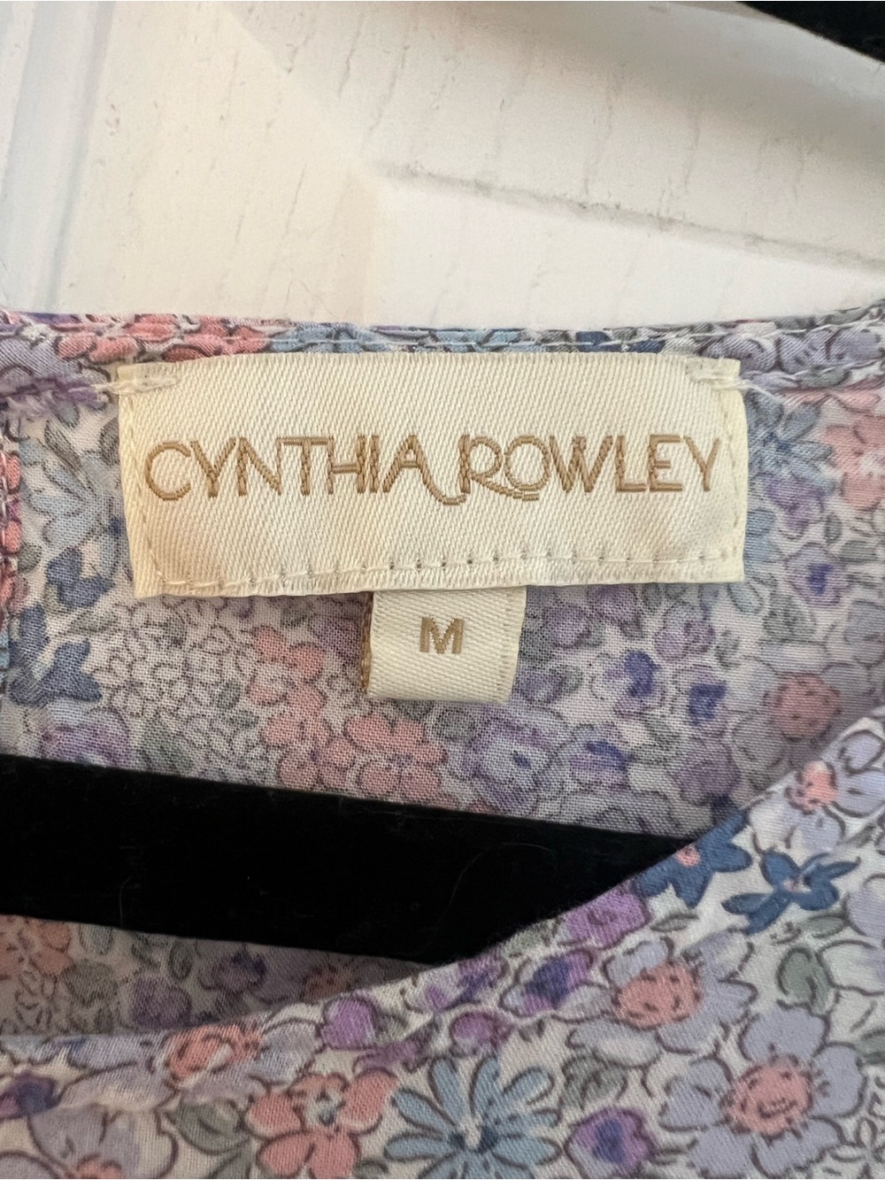 Cynthia Rowley Floral Ruffle-Sleeve Blouse - Pink, Blue & Cream - Picture 2 of 3
